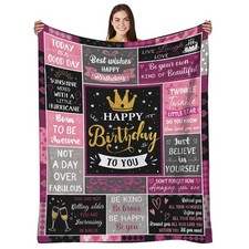 Birthday Gift Pink Throw Blanket 50x60 Inch Women Mom Wife Queen Present