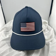 Branded Bills Old Glory PVC Curved 5 Panel Rope Hat, Fits One Size, Blue 