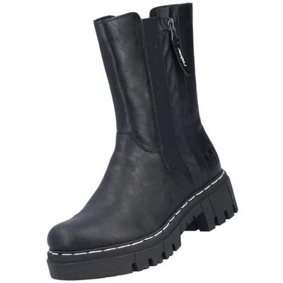 Rieker Damen Stiefel Chelsea Boot gefüttert Schwarz 74083-00 Komfort