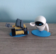 Disney Pixar WALL-E Movie WALL-E EVE Figurines on Blue Bases 2-Piece Set