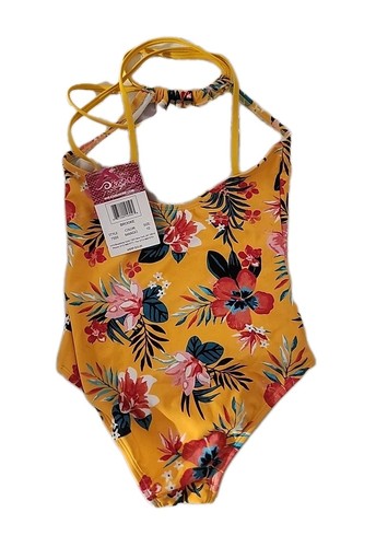 Traje de baño Kanu Surf niños niñas talla 10 mango naranja floral de una pieza - Imagen 3 de 4