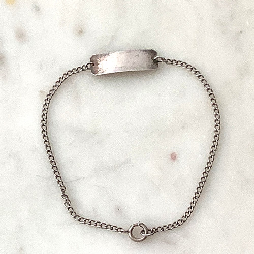 Antique Bracelet Mens Xtra Long Sterling Silver ID Not Engraved Anklet 8.5”