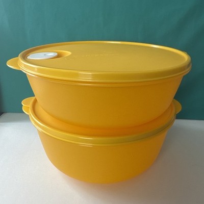 Tupperware Crystalwave Microwave Bowl Set 3.8L & 2.75L Orange Mango