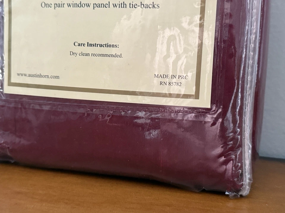 AUSTIN HORN DUPIONI 100% SILK BURGUNDY LINED TAB TOP PANELS CURTAINS 100X84” - Image 3 of 4