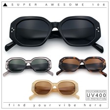 Womens Luxe Mod Fashion Octagon Beveled Thick Plastic Sunglasses