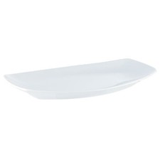 Convex Oval White Plates – Durable Vitrified Porcelain Sharing Serveware Set 6