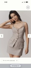 Maeve Anthropologie Beige Pinstripe Dress Size M