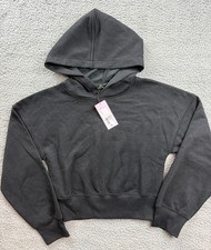 Wild Fable Hoodie Sweatshirt Womens XS Black Cropped Fleece Pullover Casual