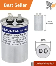 30uF Aluminum Run Start Capacitor 370VAC for AC Unit Fan Motor Pool Pump