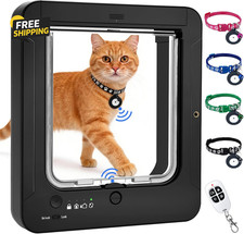 Smart Cat Door RFID 4 Collar Sensors Electronic Pet Door 4 Way Lock Remote