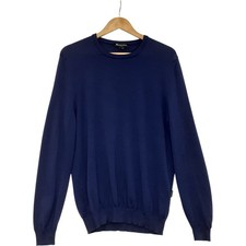 Aquascutum Jumper Size L Blue 100% Merino Wool Crew Neck Menswear - Preloved