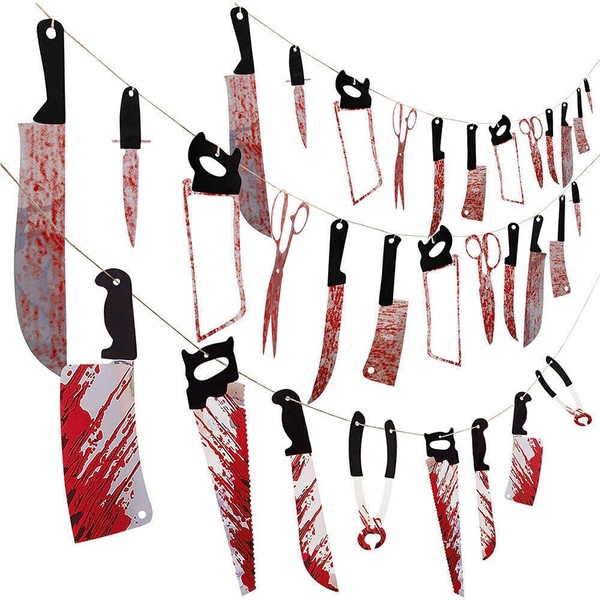 Girlande Blutige Werkzeug Deko Halloween Grusel Blut Horror Folter Party - 1,8M-image