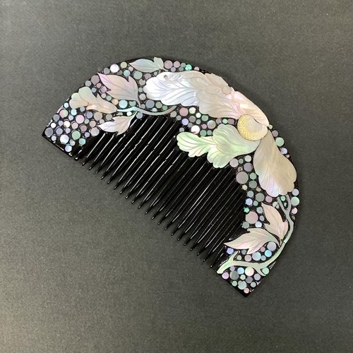 Kanzashi kimono Hair stick Comb Flower Mother Of Rape Black 5