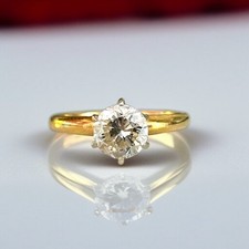 1CT. Round Cut Diamond Solitaire Engagement Ring in 14K Yellow Gold