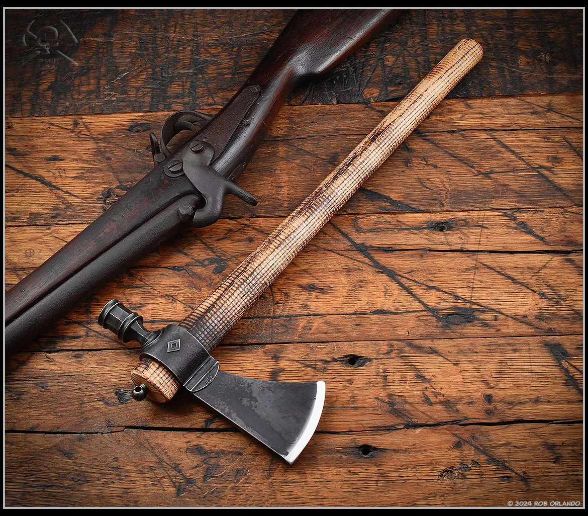 RMJ Tactical Patriot Pipe Tomahawk 6150 Carbon Steel Leather
