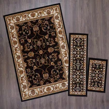 Home Dynamix Indoor Rug Set 5 X 7 Ft. Non Skid Jute Backing Floor Carpet 3 Piece