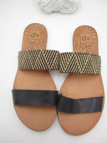 Dolce Vita DV DAedra woven Brown Black Leather Slip on Women's Sandals Size 10 - Picture 2 of 16