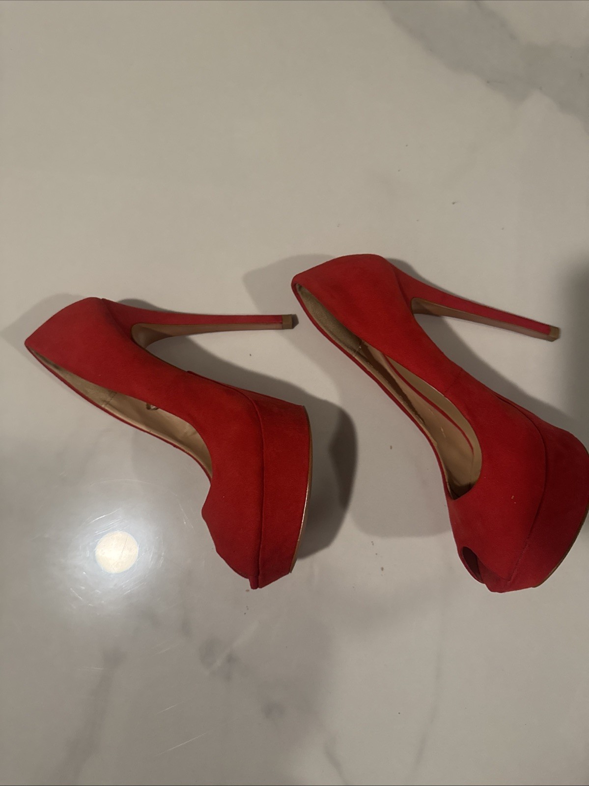 Zara Basic Red Suede High Platform Heels Stiletto… - image 6