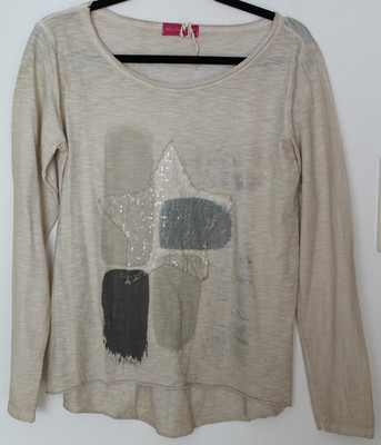 Your&Self Made in Italy  Shirt Top Oberteil Gr.38/40 beige Baumwolle K37