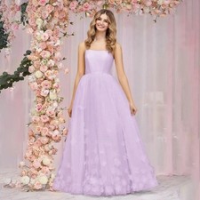 Sweetheart Gala A-Line Party Dress Flowers Prom Gowns Lace Up Back Evening Gowns