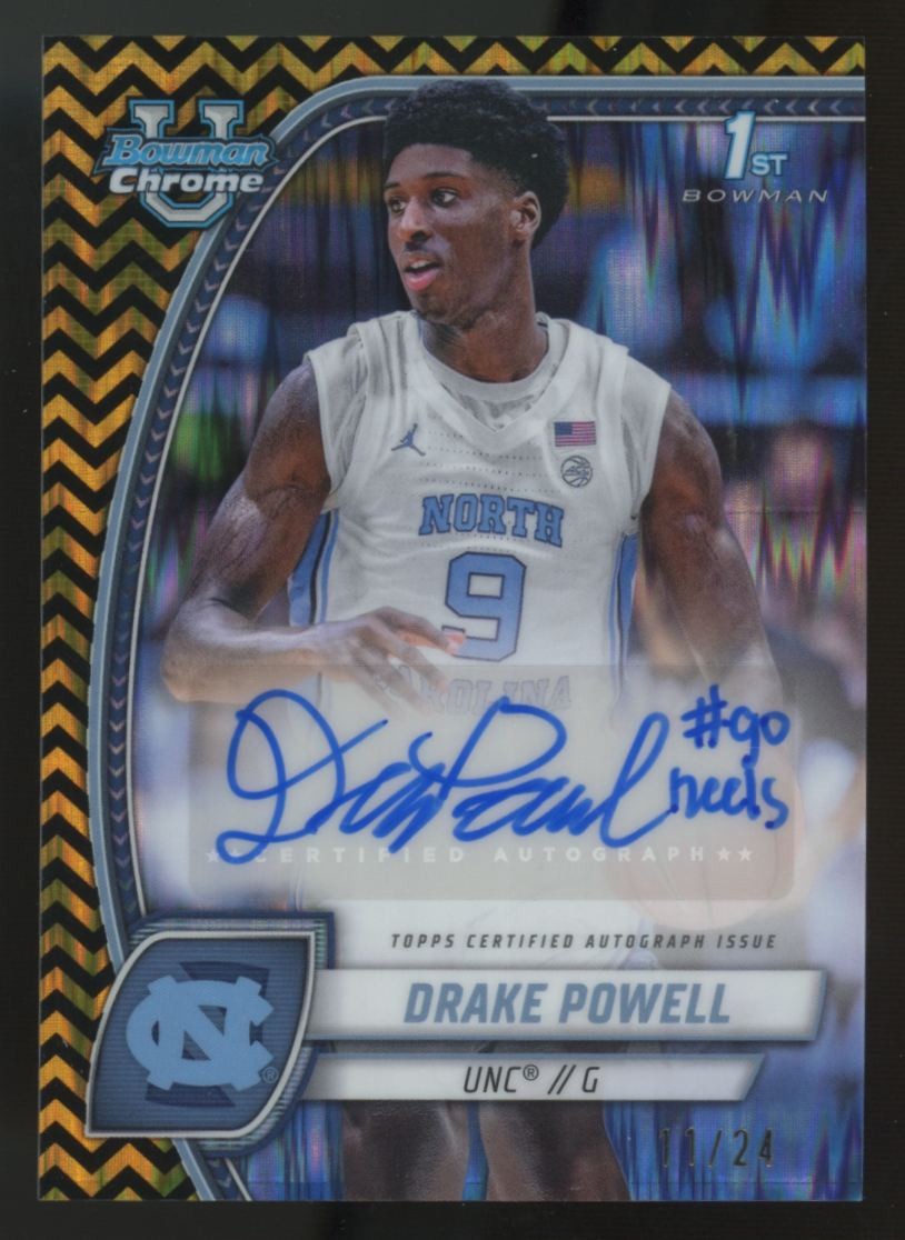 2024-25 Bowman Chrome U Drake Powell 1st Prospect Black & Gold Stealth Auto /24
