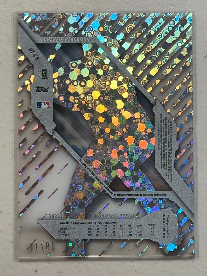 Charlie Blackmon 2018 Topps Hi Tek/10 Red Orbit Difractor Autógrafo HT-CB Foto 2 de 2