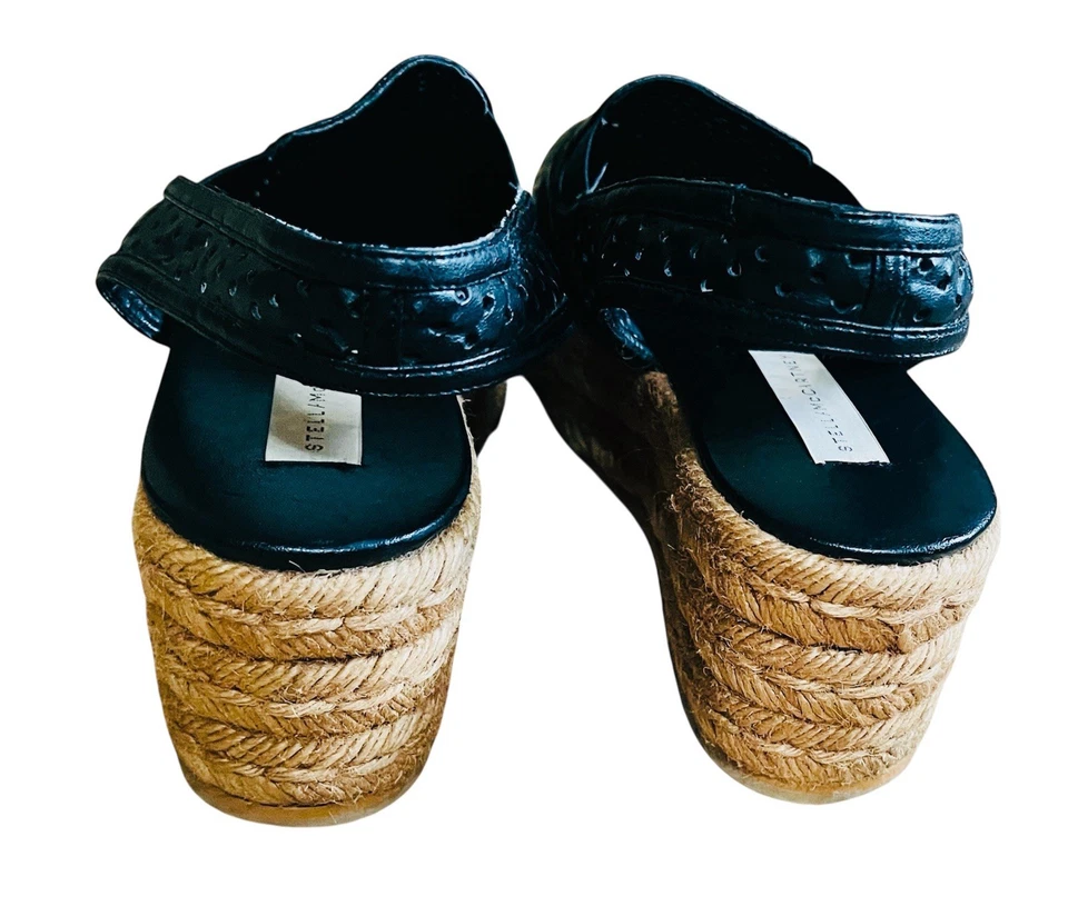 Stella McCartney Negro Alpargata Plataforma Zapatos-Mylo Cuero Vegano-9 Foto 3 de 4