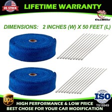 2 Pack X 2 X 50ft Exhaust Thermal Wrap Manifold Header Isolation Heat Tape Blue