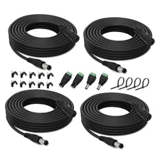 33FT(10m) 12V DC Power Extension Cable with Power Jack Adapter 4PCS
