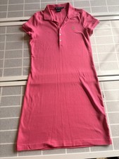 Vintage Y2k Ralph Lauren Sport Hot Pink Summer 100% Cotton Mini Shirt Dress Sz M