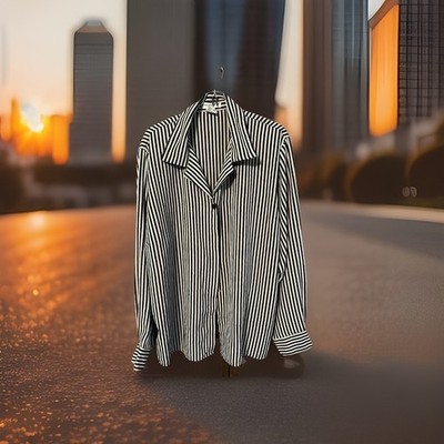 Vtg Notations Clothing Co. Blouse Women s XL 90s Satin Black & Tan Button Up