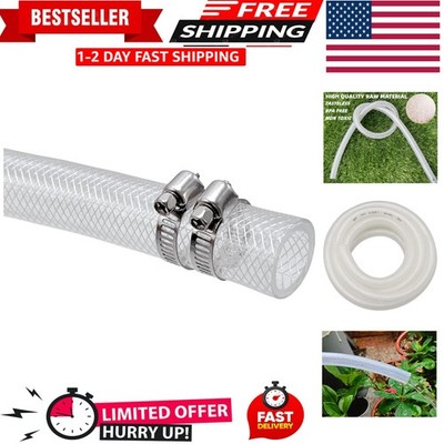 Reinforced 10 Ft Clear Vinyl Tubing - 1/2'' ID x 3/4'' OD with Easy Flow Design
