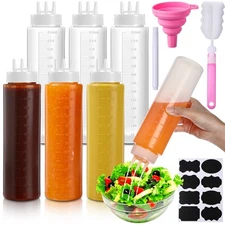 6 Pcs 3 Hole Squeeze Bottles for Sauces Plastic Condiment Squeeze Bottles Tom...
