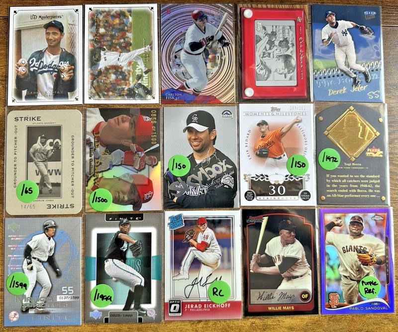 Baseball Card Lot 15 MLB – 7 Numbered Cards, Refractors, Rookies, Inserts & More