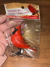 Greenbrier Motion Activated Bird Ornament Red Cardinal Clip On Chirping Sound