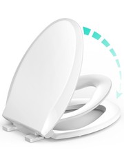 Elongated Toilet Seat with Built-in Potty Training Seat for Toddlers Adults,...