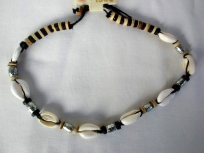 Cowrie Shell  Surfer Beaded  Necklace Boho Punk  18'' USA  New