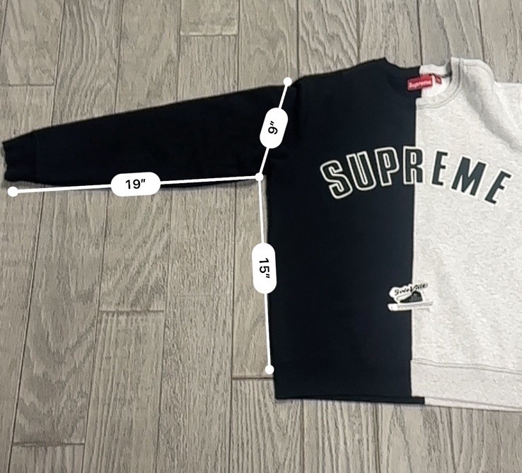 Supreme Split Gray Black Crewneck Sweatshirt FW18… - image 5