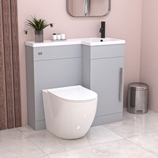 Nes Home Matte Grey RH Vanity WC Unit with Resin Basin & BTW Toilet