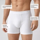 Mens Boxer Shorts WHITE High Quality Cotton Stretch Comfort Fit Mens Underwear