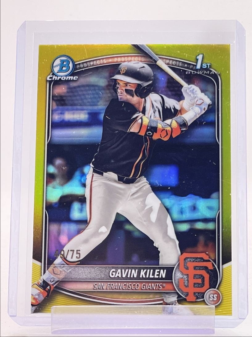 GAVIN FIEN 2025 BOWMAN CHROME DRAFT 1ST YELLOW REFRACTOR GIANTS /75 Q0198