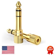 1/4 to 3.5mm Headphone Adapter 2 Pack Gold Plated Stereo Audio Converter 6.35mm