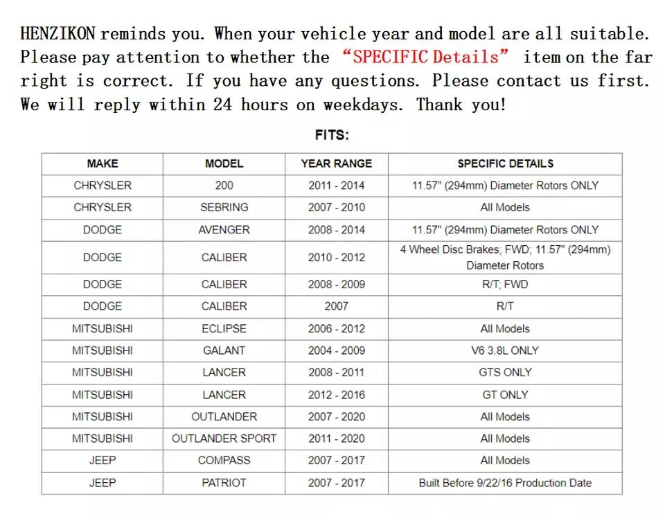 Pastilla de rotores de freno de disco delantero para Mitsubishi Outlander Sport Lancer Eclipse Galant Foto 3 de 4