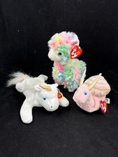 TY Beanie Baby New with Tags Mystic/Unicorn - Lola/Lama - Swirly/Snail Lot of 3