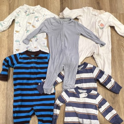 Carter's & Child of Mine Baby Long Sleeve Bodysuit 6-9M, 6pc, Multi-Color