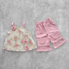 Vintage 2002 Sesame Street 24M Floral Top w/ Elmo Appliques Pants Set