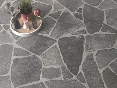 PVC Bodenbelag Vinylboden in markantem Naturstein Look anthrazit-grau (1/2)