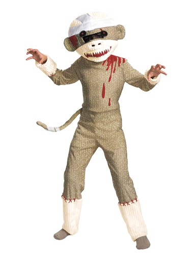 Disguise Boys Zombie Sock Monkey Scary Mask Halloween Costume Medium (7/8) - 第 1/1 張圖片