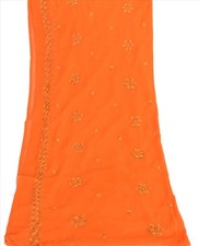 Sanskriti New Dupatta Scarf Pure Chiffon Silk Multi Embroidered Hijab Veil Stole