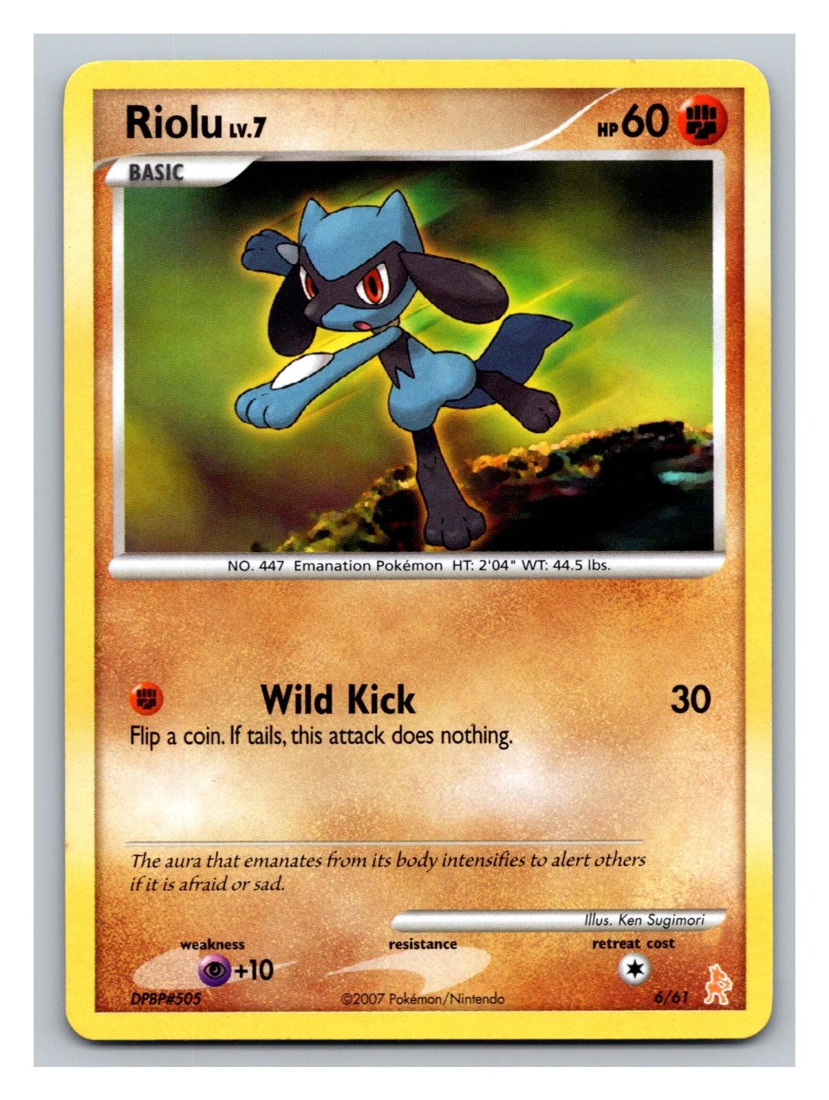 Riolu 6/12 Common DP Trainer Kit: Manaphy & Lucario Pokemon Moderately Played